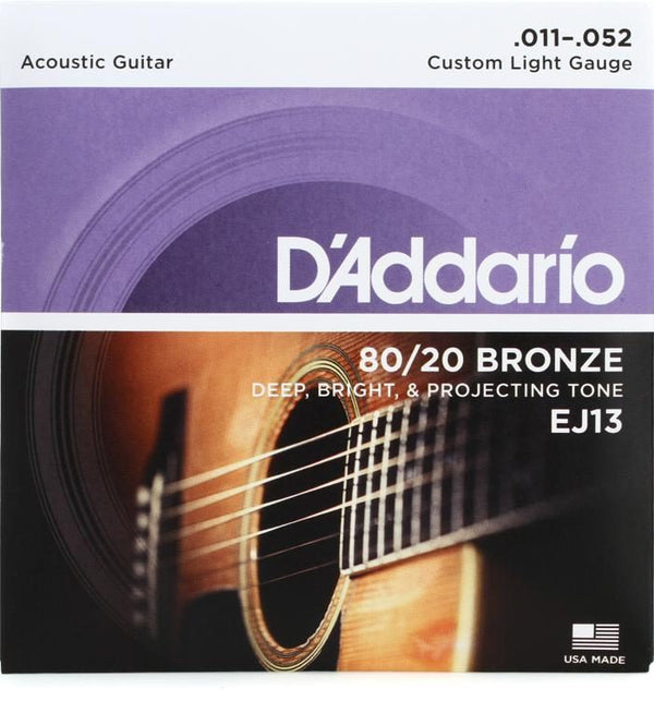 D'Addario Guitar Strings D'addario EJ13 80-20 Bronze Acoustic Guitar Strings Custom Light 11-52 EJ13 Buy on Feesheh