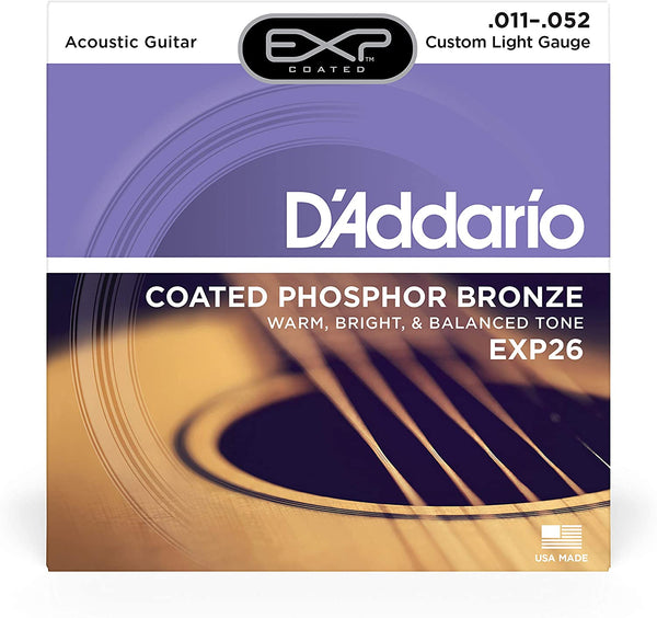 D'Addario Guitar Strings D’Addario EXP26 Coated Phosphor Bronze Acoustic Guitar Strings, Light, 11-52 EXP26 Buy on Feesheh