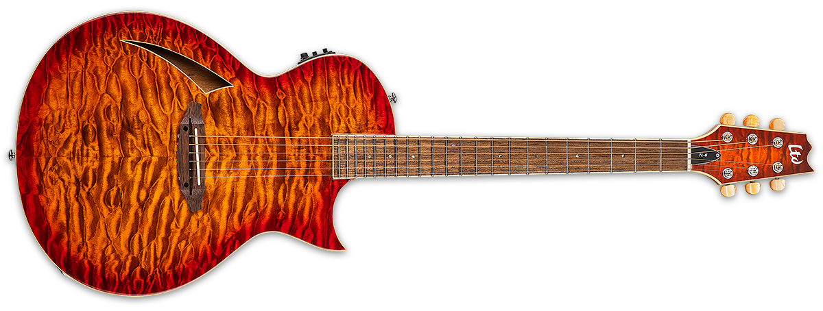 ESP LTD TL 6 Thinline Acoustic Guitar with Quilted Maple Top Tiger Ey