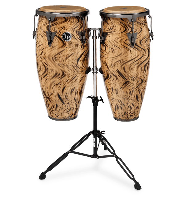 LP Percussion LP Aspire 10" & 11" Conga Set with Double Stand Siam Oak Shell Havana Cafe Finish Brushed Nickel hardware. LPA646-HC Buy on Feesheh