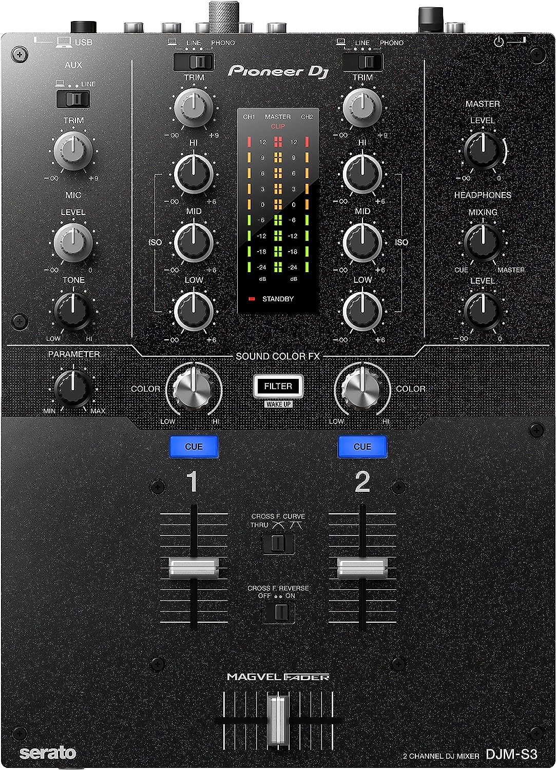 Pioneer DJ DJMS3 Serato-ready 2-channel DJ Mixer