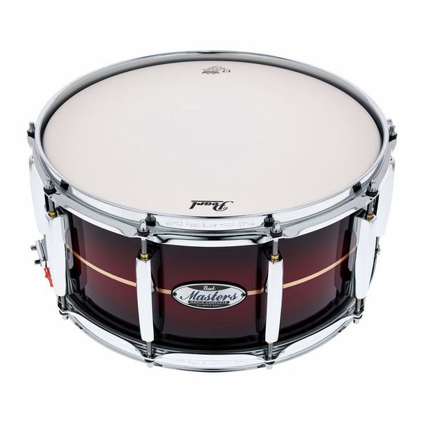 Pearl Pearl Masters Maple Complete 14" x 5.5" Snare Drum, Red Burst Stripe Finish MCT1455S/C#836 Buy on Feesheh