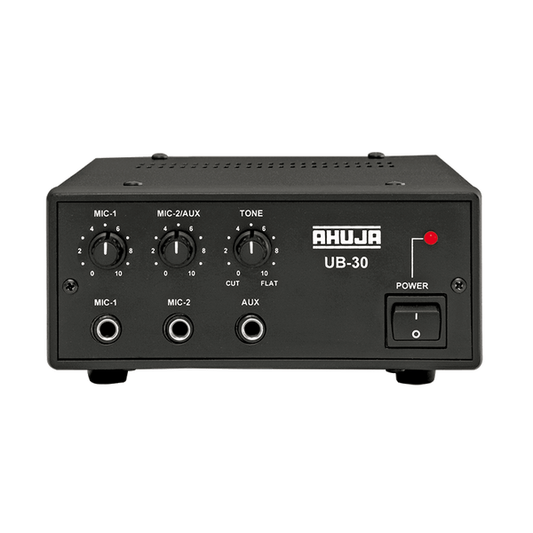 Ahuja PA Amplifier 25W RMS w 2 Microphone 1 Aux Input and Impedance v