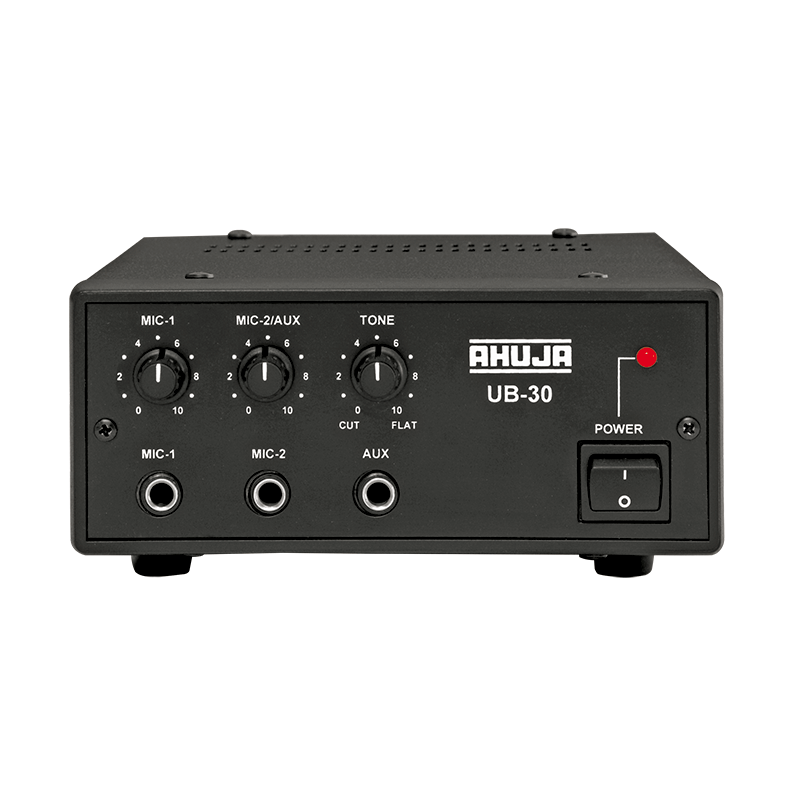 Ahuja Microphone Amplifiers Ahuja PA Amplifier 25W RMS w/ 2-Microphone 1-Aux Input and Impedance/voltage Output - UB30 UB30 Buy on Feesheh