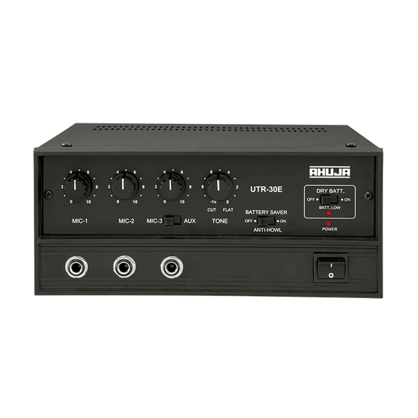Ahuja Microphone Amplifiers Ahuja PA Amplifier 25W RMS w/ 3-Microphone 1-Aux Input and Impedance Output - UTR30E UTR30E Buy on Feesheh