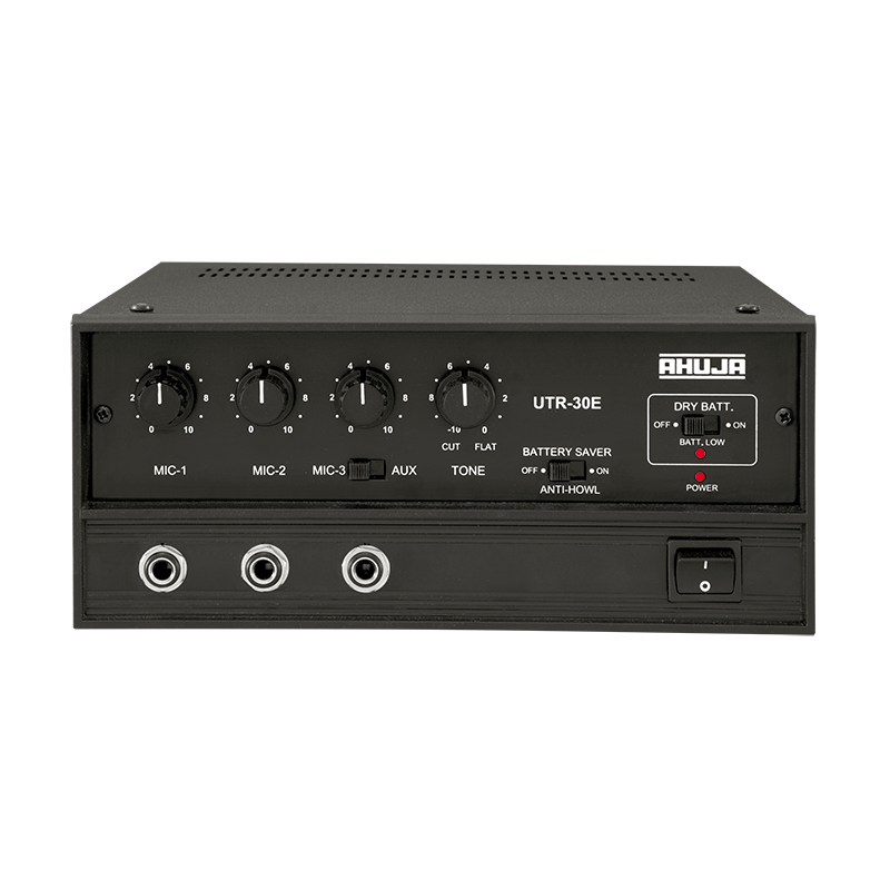 Ahuja Microphone Amplifiers Ahuja PA Amplifier 25W RMS w/ 3-Microphone 1-Aux Input and Impedance Output - UTR30E UTR30E Buy on Feesheh
