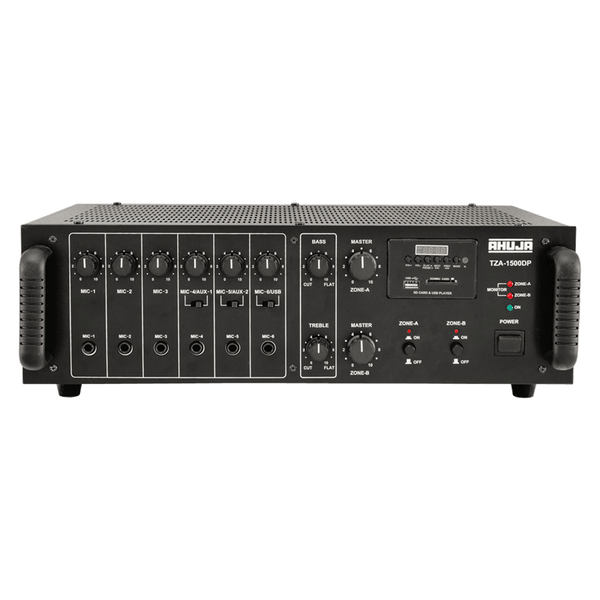 Ahuja Microphone Amplifiers Ahuja PA Amplifier Two Zone 80W+80W w/ USB 6-Microphone 2-Aux input and Impedance/voltage Output - TZA1500DP TZA1500DP Buy on Feesheh