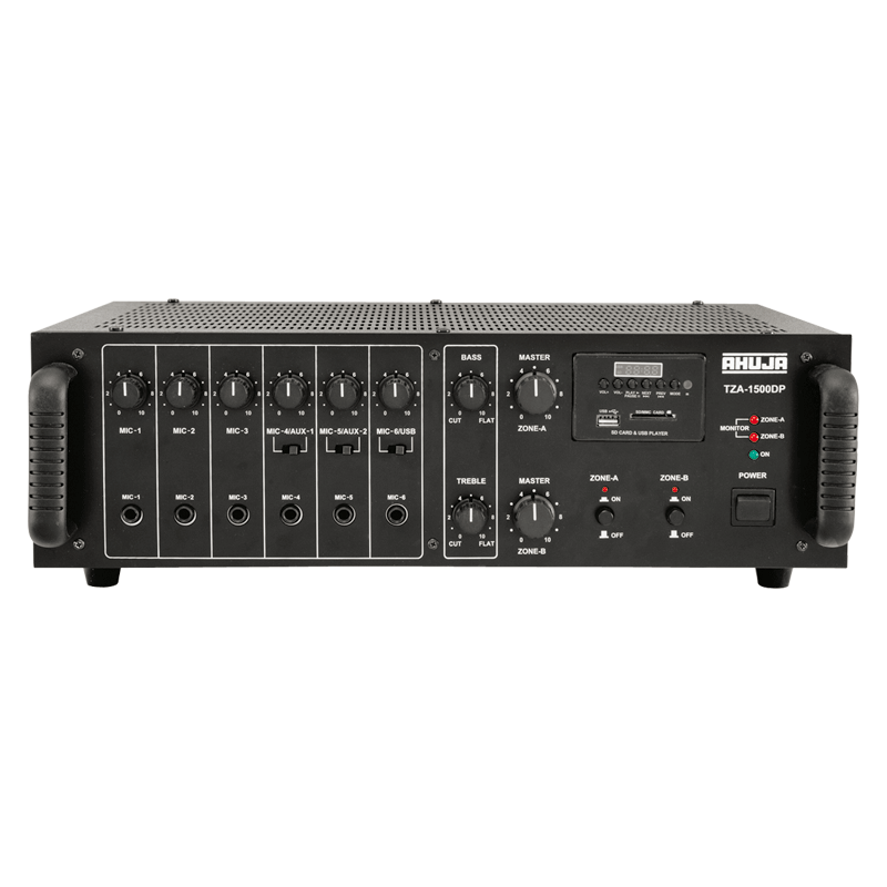 Ahuja Microphone Amplifiers Ahuja PA Amplifier Two Zone 80W+80W w/ USB 6-Microphone 2-Aux input and Impedance/voltage Output - TZA1500DP TZA1500DP Buy on Feesheh