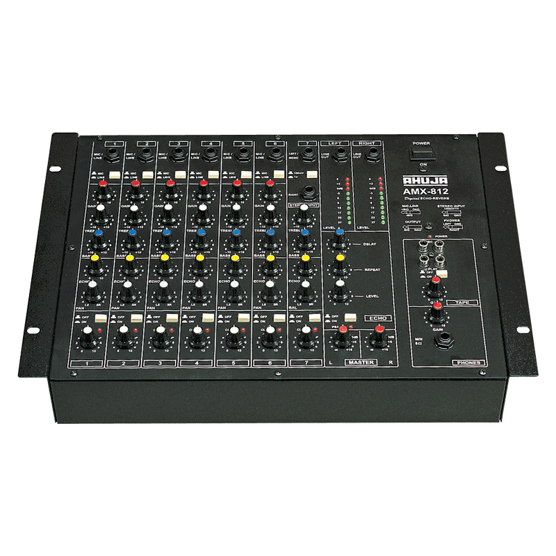 Ahuja Mixers Ahuja Mixer Audio 8 CH 8Mono Input w/ Echo Reverb Effects - AMX812 AMX812 Buy on Feesheh