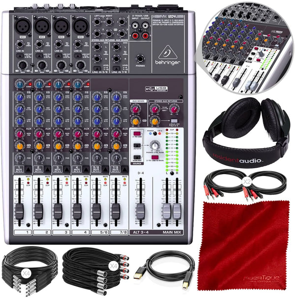 Behringer Mixers Behringer XENYX Q1204USB 12-Input USB Audio Mixer with Stereo Headphones and Deluxe Bundle Q1204USB Buy on Feesheh