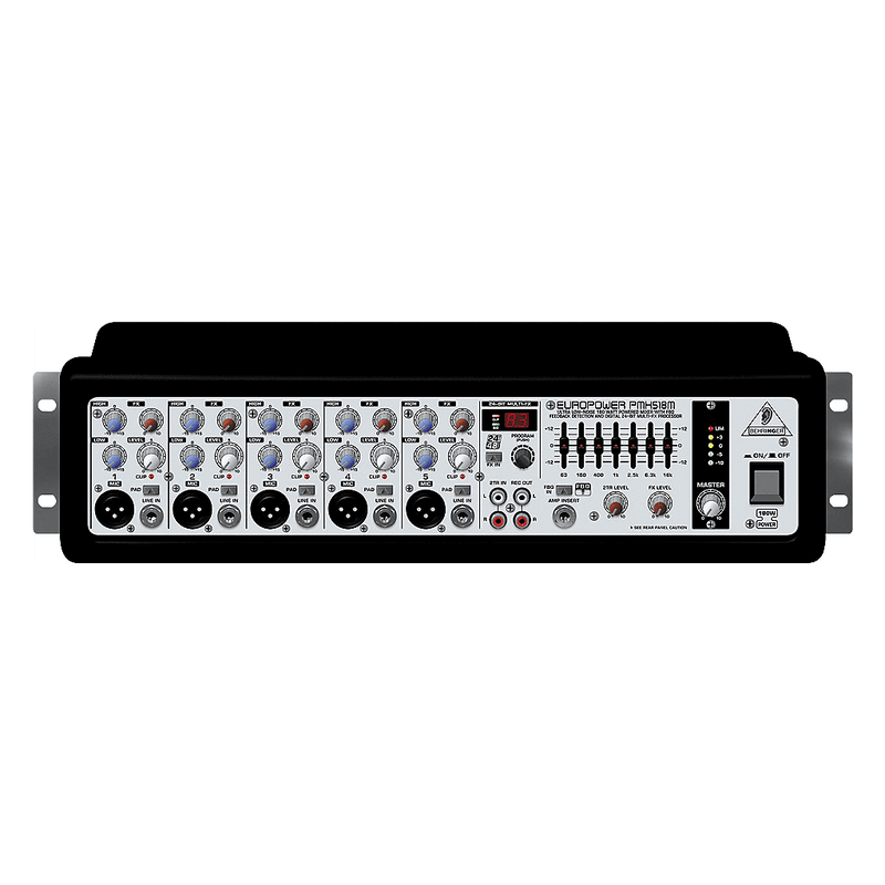 Behringer Powered Mixer Behringer PMH518M Mixer Powered 5 CH (5 Mono) 1x180W RMS 4Ohms w/ FX and Equalizer PMH518M Buy on Feesheh