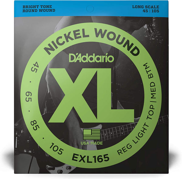 D'Addario Bass Guitar Strings D'Addario EXL165 Nickel Wound Bass Guitar Strings, Custom Light, 45-105, Long Scale EXL165 Buy on Feesheh
