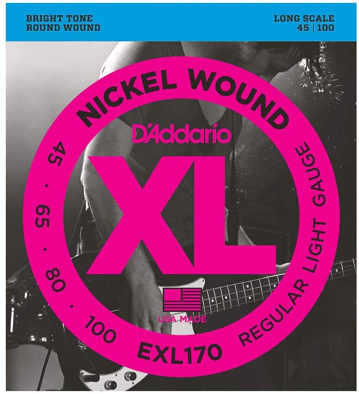 D'Addario Bass Guitar Strings D'Addario EXL170 Nickel Wound Bass Guitar Strings, Light, 45-100, Long Scale EXL170 Buy on Feesheh