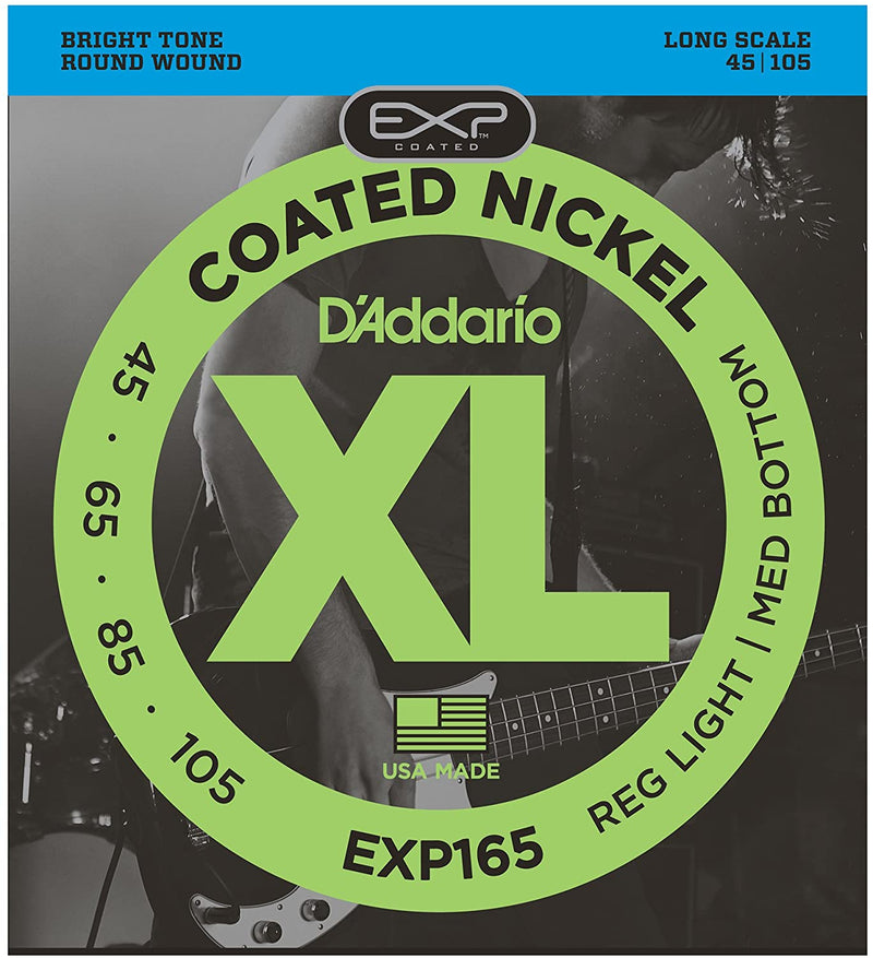 D'Addario Bass Guitar Strings D'Addario EXP165 EXP Coated Nickel-Plated Steel Regular Light Top/Medium Bottom (.045-.105) Electric Bass Guitar Strings EXP165 Buy on Feesheh