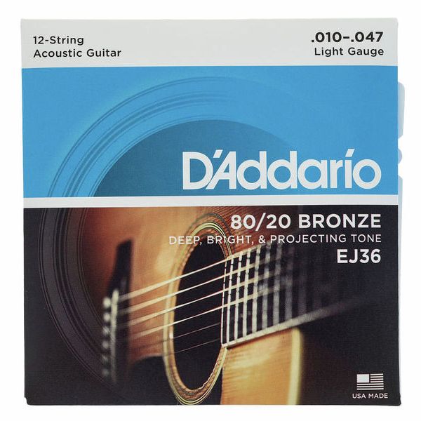 D'Addario D'Addario EJ36 12-String Bronze Acoustic Guitar Strings, Light, 10-47 ej36 Buy on Feesheh