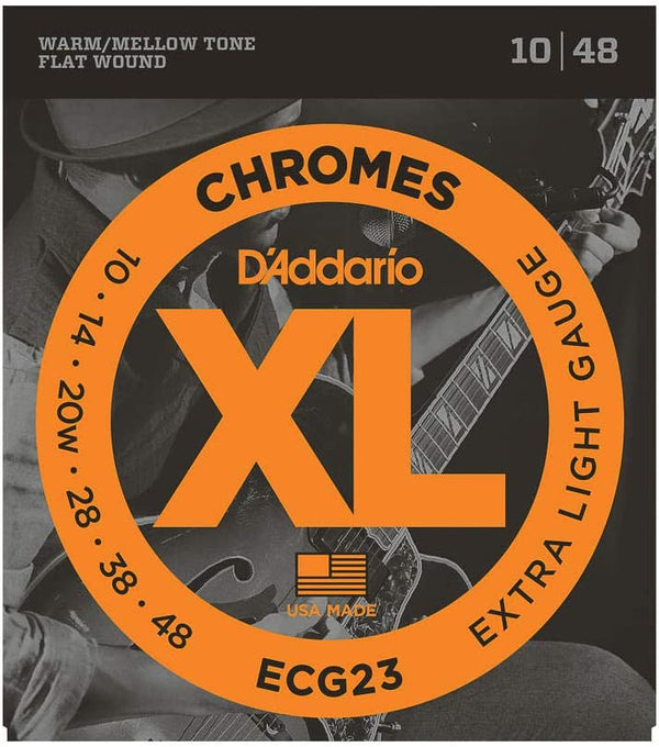 D'Addario Guitar Strings D’Addario ECG23 XL Chromes Flat Wound Electric Guitar Strings, Extra Light Gauge, 10-48 (1 Set) ECG23 Buy on Feesheh
