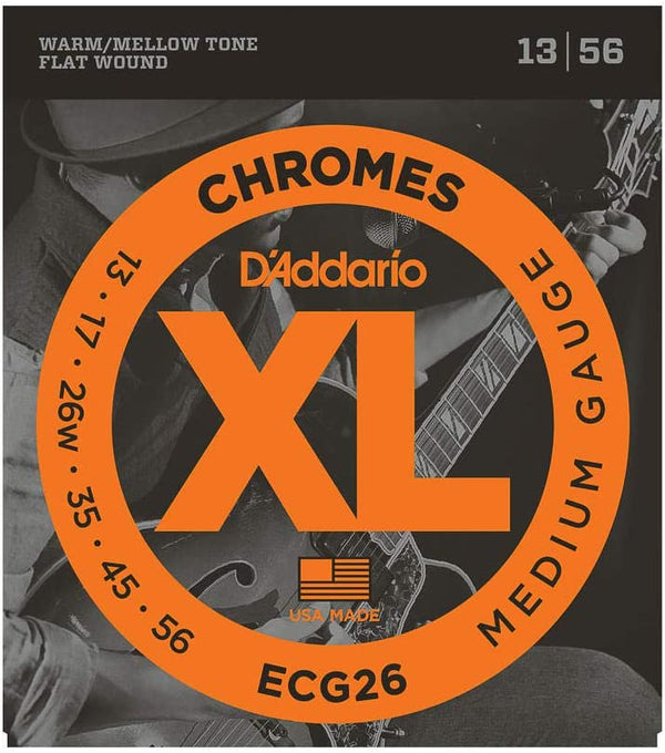 D'Addario Guitar Strings D’Addario ECG26 XL Chromes Flat Wound Electric Guitar Strings, Medium Gauge, 13-56 ECG26 Buy on Feesheh