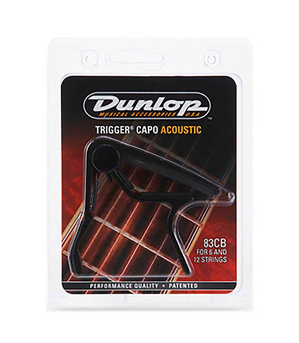 Dunlop Trigger Action Capo For Curved Acoustic Fingerboards Black