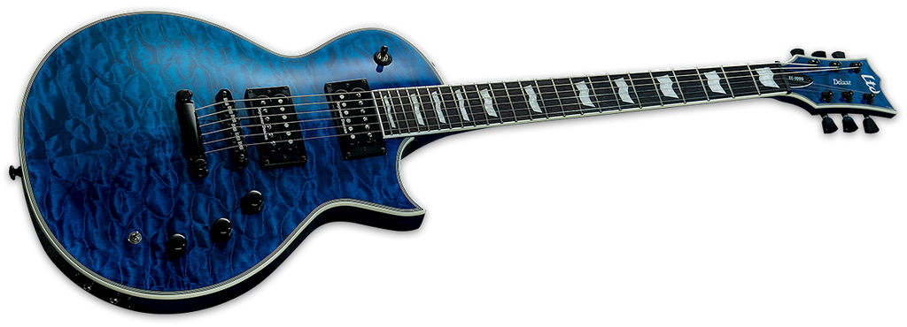 ESP LTD EC 1000 PIEZO QM See thru Blue Electric Guitar