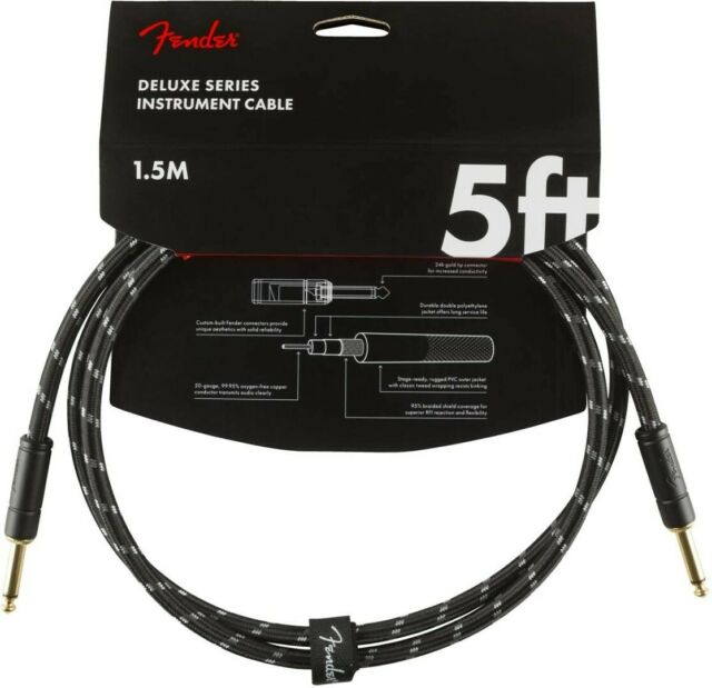 Fender Cables and Adapters Fender Deluxe Series Straight to Straight Instrument Cable - 5 foot Black Tweed 990,820,093 Buy on Feesheh