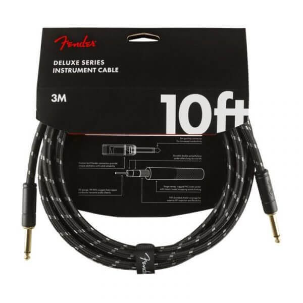 Fender Fender Deluxe Series Stragiht to Straight Instrument Cable - 10 foot Black Tweed 0990820092 Buy on Feesheh