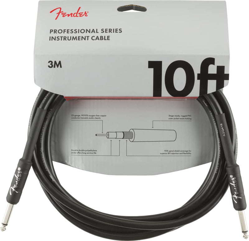 Fender Fender Professional Series Straight to Right Angle Instrument Cable - 10 foot Black 0990820025 Buy on Feesheh