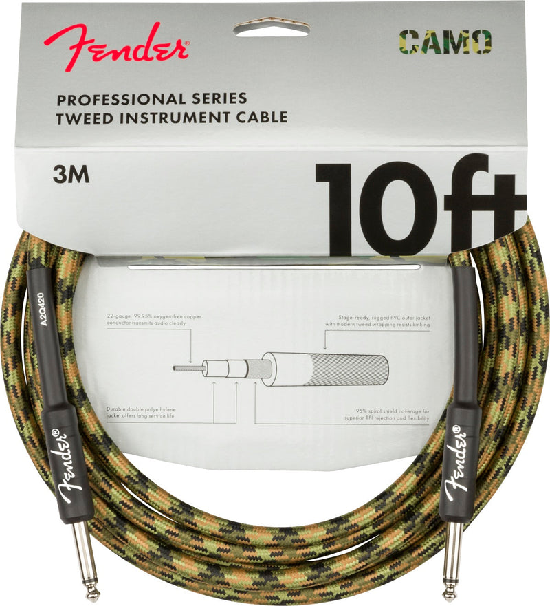 Fender Woodland Camo Fender Professional Series Straight to Straight Instrument Cable - 10 0990810176 Buy on Feesheh