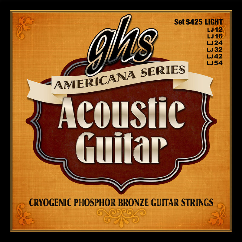 GHS Guitar Strings GHS Phosphor Bronze Acoustic Guitar String Americana Series 0.12 - 0.54 Gauge S425 Buy on Feesheh