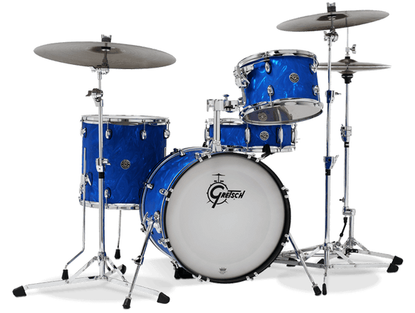Gretsch Acoustic Drums Gretsch Catalina Club Blue Satin Flame Finish Hardware Drum Kit CT1-J484-BSF Buy on Feesheh