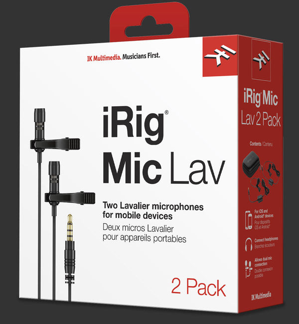 IK Multimedia IP-IRIG-MICLAV2P-IN Compact Lavalier Mic for Smartphone (2 Pack)