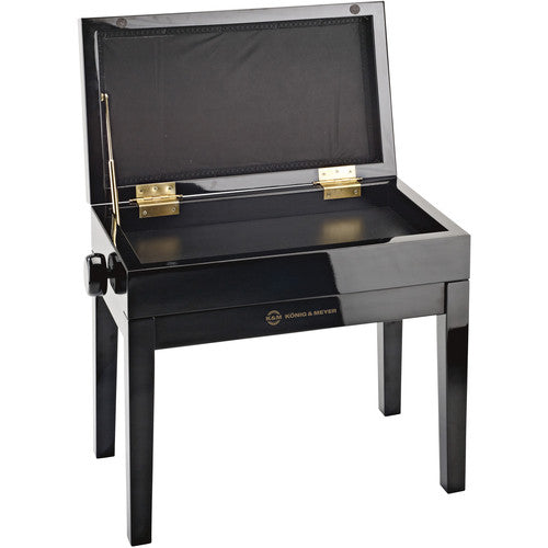 K&M Keyboard Accessories K&M Piano Bench with Sheet Music Storage, Black Glossy Finish & Black Velvet Seat 13950-100-21 Buy on Feesheh