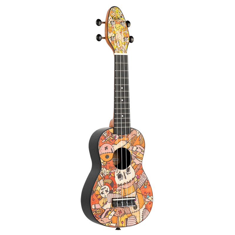 Ortega Acoustic Guitar Ortega Keiki K2 Designer Soprano Ukulele El Muerto Finish Includes Drawstrig Bag, Tuner, Hook Strap & 5 Picks K2-EM Buy on Feesheh