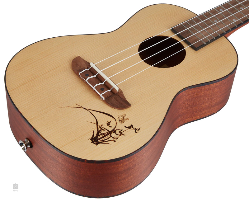 Ortega Ortega Bon Fire Ukulele Concert Size Mahogany Back, Spruce Top wth Laser Engraving RU5 Buy on Feesheh