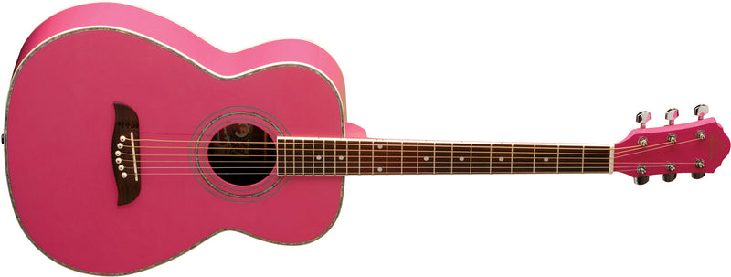 Oscar Schmidt OF2P Pink Folk Style Acoustic Guitar