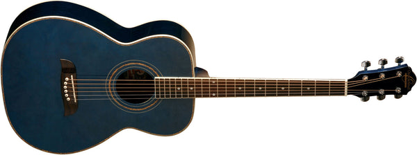 Oscar Schmidt OF2TBL Trans Blue Folk Style Acoustic Guitar