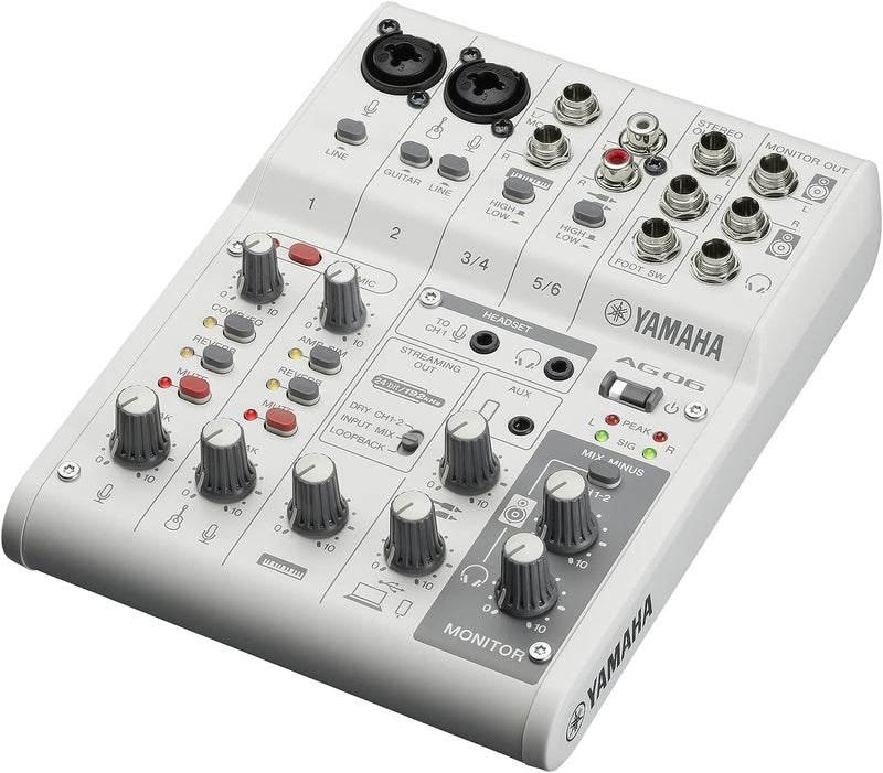 Yamaha Yamaha AG06MK2 White 6-Channel Live Streaming Loopback Mixer/USB Interface with Steinberg Software Suite AG06MK2W Buy on Feesheh