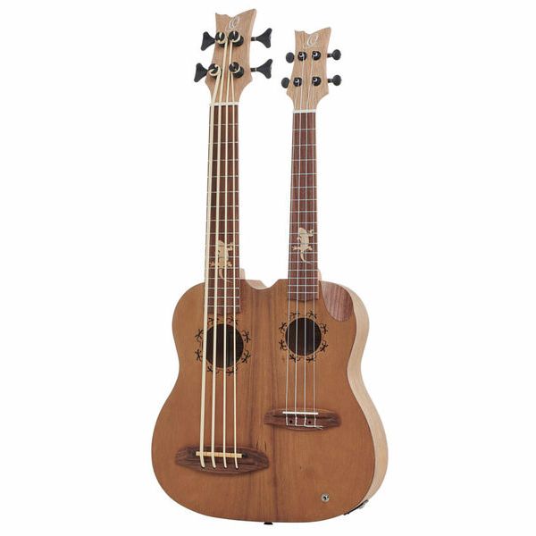 Ortega Ortega HYDRA Bass & Tenor Ukulele Custom Built Double Neck Ukulele Ovangkol Finish Includes Deluxe Rectangle Gig Bag HYDRA-BSTE Buy on Feesheh