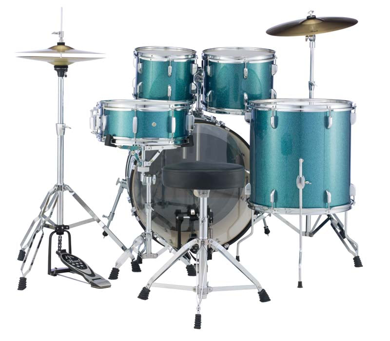 Pearl Acoustic Drums Pearl Roadshow 5pc Drum Set 2216B/1008T/1209T/1616F/1455S With Cymbal & Hardware Aqua Glitter 4549312939340 Buy on Feesheh