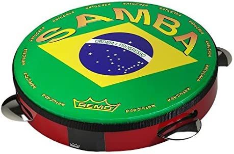 Remo Remo Pandeiro, Pre-Tuned, 10" Diameter, 1.75" Depth, QUADURA® Cherry Red, "Samba" Graphic Head PD-8110-58- Buy on Feesheh