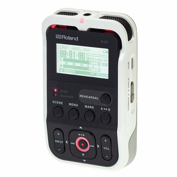 Roland Guitar Accessories white Roland Portable MP3/WAV Recorder with Bluetooth Functionality R-07(WH) Buy on Feesheh