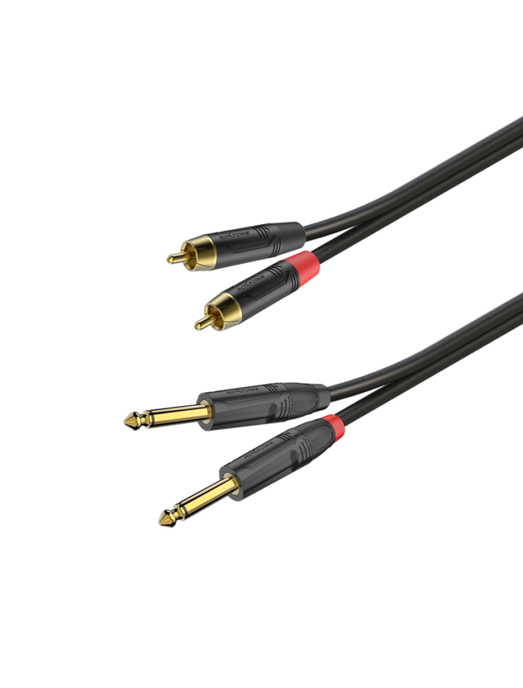 RoxTone Cables and Adapters RoxTone - GPTC200L3 - 2RCA To 2JK 3M Gold | GPTC200L3 RoxTone - GPTC200L3 - 2RCA to 2JK 3M Gold Buy on Feesheh